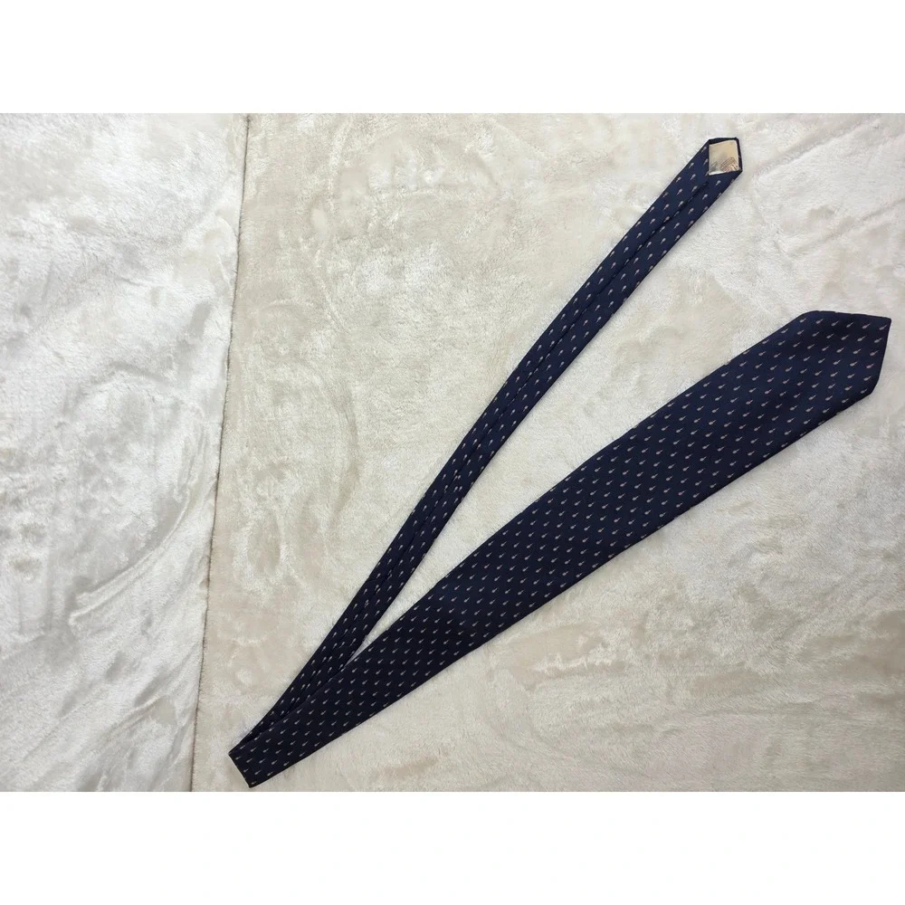 Vintage Sears The Mens Store Arc de Triomphe Navy Tennis Racket Silk‎ Blend Tie
